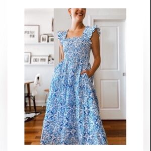 SOLD on another platform. Hill House Ellie Blue Mosaic Tile Midi Dress XS